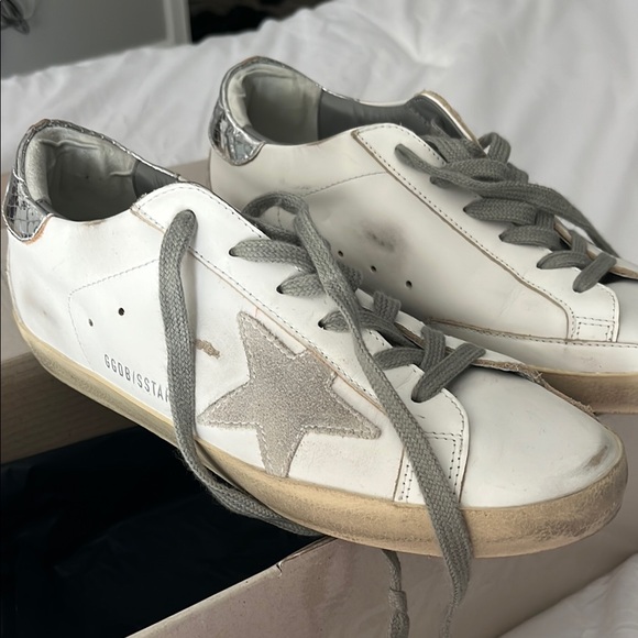 Golden Goose White and Gray Star Sneakers - Picture 2 of 6